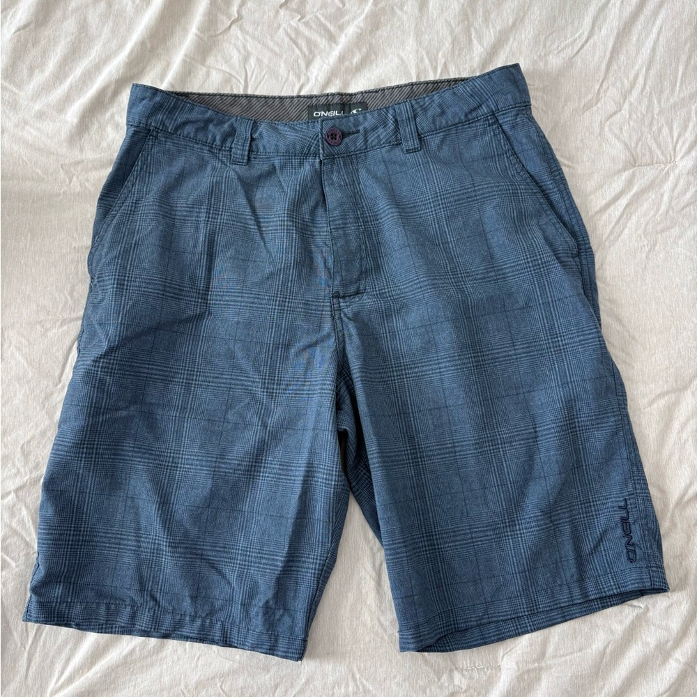 O'Neill Plaid Hybrid Walking Shorts Navy